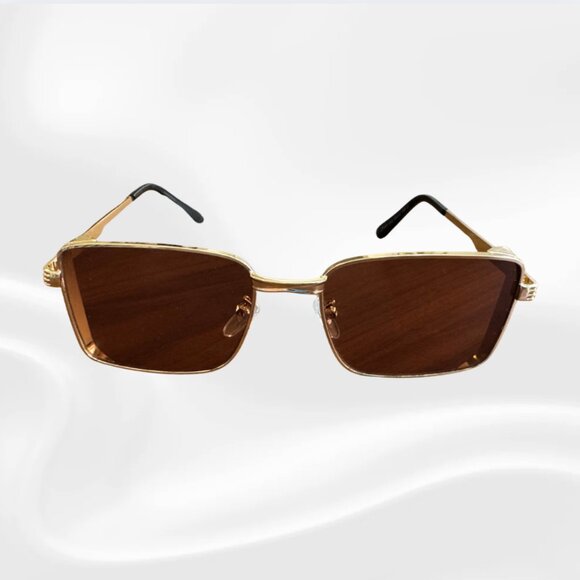 Gold Frame Brown Lens Sunglasses – Retro Rectangle Style - Picture 4 of 4